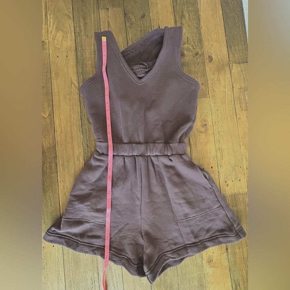 FREE PEOPLE Beach Halter hooded shorts romper Soft Terry plum color Sz XS - Picture 12 of 16